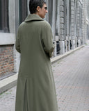Long semi fitted cashmere coat back view