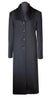 Black cashmere coat with curved shawl collar