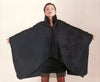 Pure cashmere cape with stand up collar