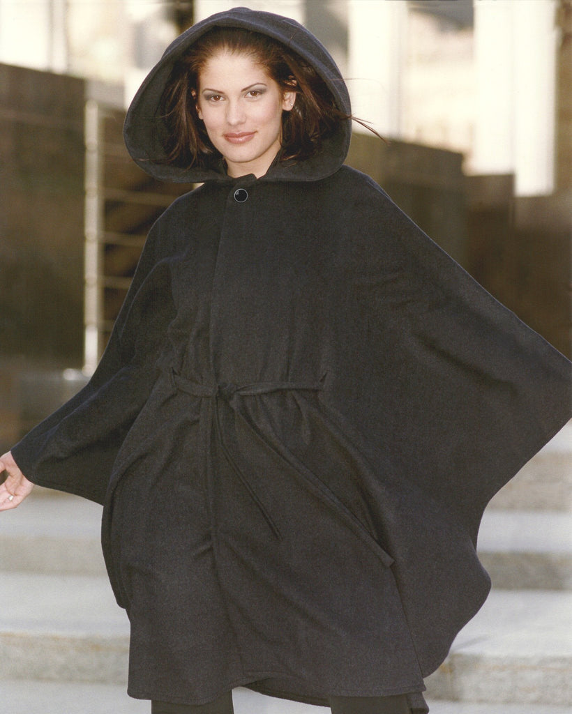 Ladies cashmere cape with a hood